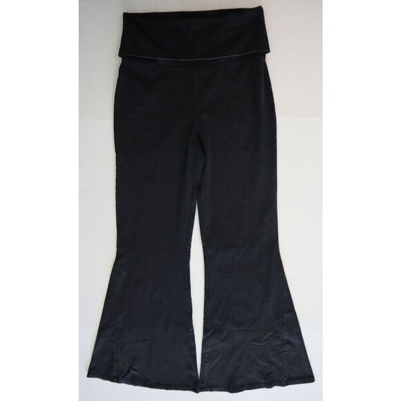 Offline Aerie Women's Sz L Black Wash OG Foldover Super Flare High-Rise Leggings - Picture 1 of 9